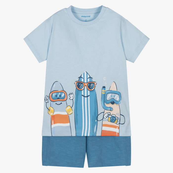 Mayoral Blue Surf Tee and Blue Shorts Set