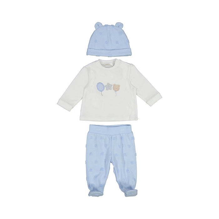 Mayoral Sky Blue Boys Footie Set with Hat