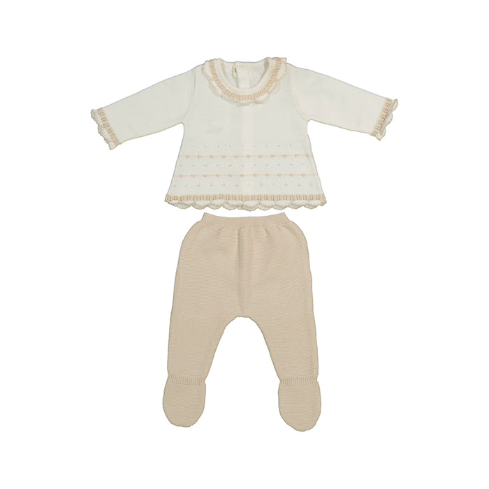 Baby Girls Cream and Natural Knit Set