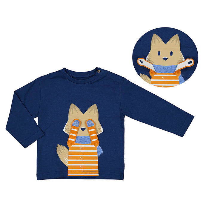 Peek-a-boo Fox Blue Long Sleeved Tee  & Matching Orange Fox Joggers Set