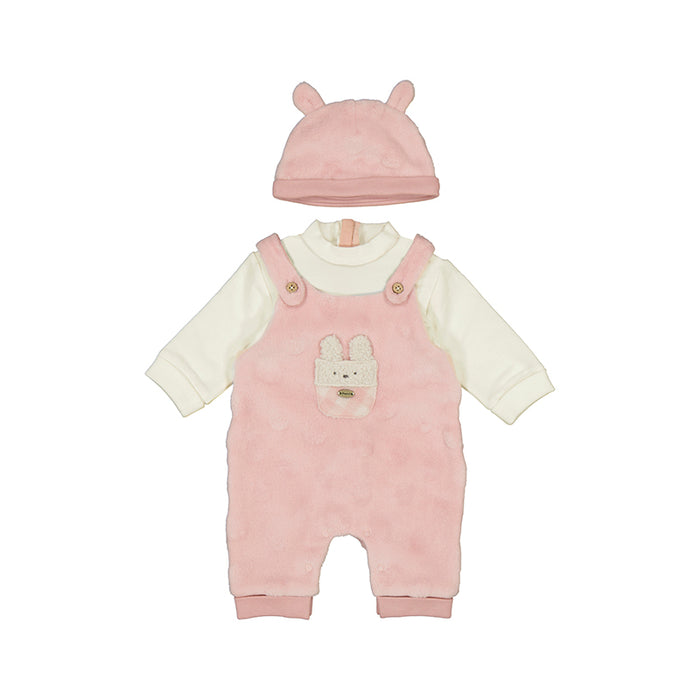 Baby Girl Pink Overalls with Hat