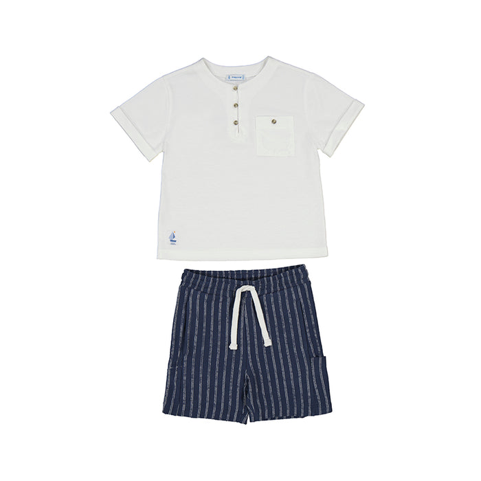 Mayoral Stripe Shorts and White Shirt Set