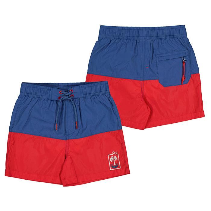 Mayoral Colorblock Swim Trunks Blue/ Watermelon Red