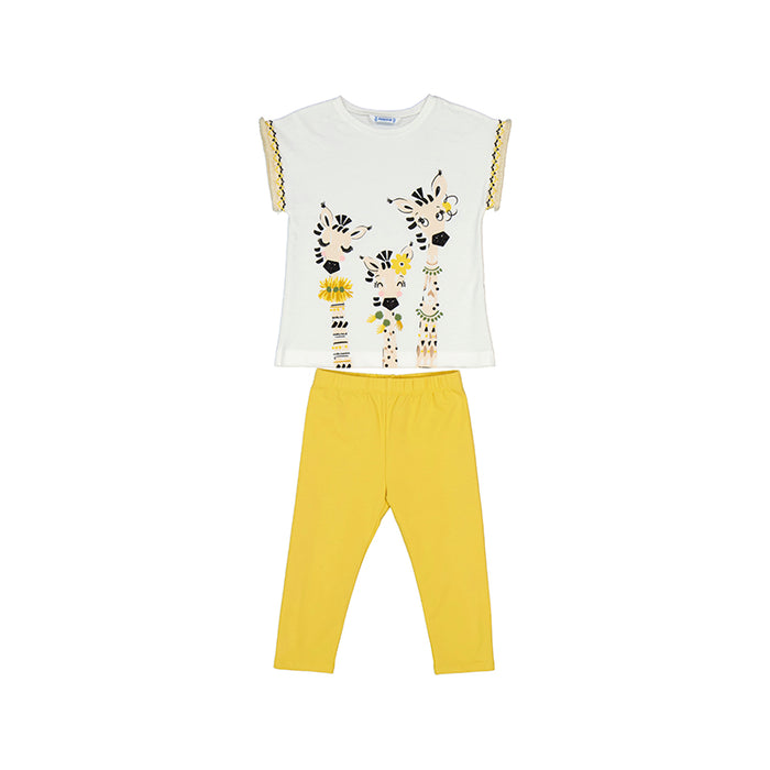 Sweet Daisy Giraffe Short Sleeve Top & Leggings Set