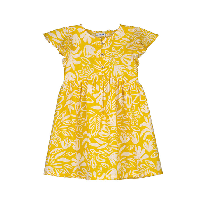 Mayoral Honey & Gold Retro Floral Printed Dress