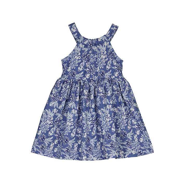 Indigo Blue/ White Floral Halter Top Sundress