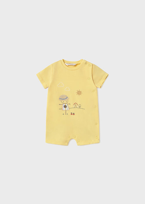 Mayoral Yellow Scarecrow Romper - Short Sleeve