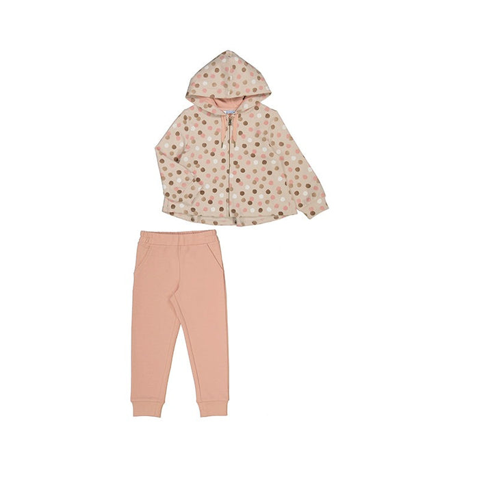 Beige & Blush PolkaDot Hooded Sweater & Matching Joggers Set