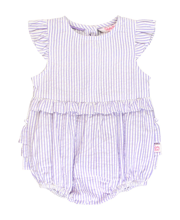 Rufflebutts Lavender Seersucker Sleeveless Waist Ruffle Bubble Romper: Purple