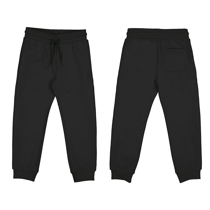 Mayoral Basic Black Cuffed Fleece Joggers w/ Reinforced Knees