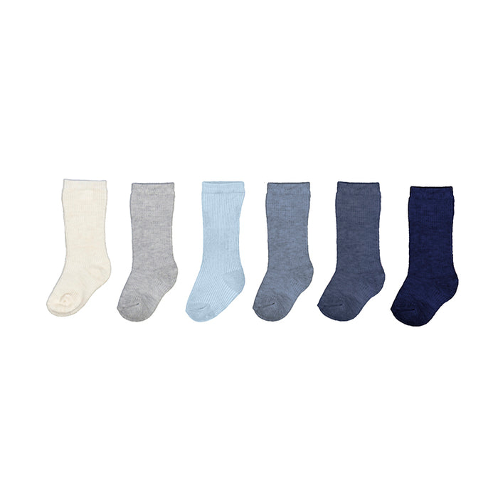 Set of 6 Infant Socks- Shades of Blue