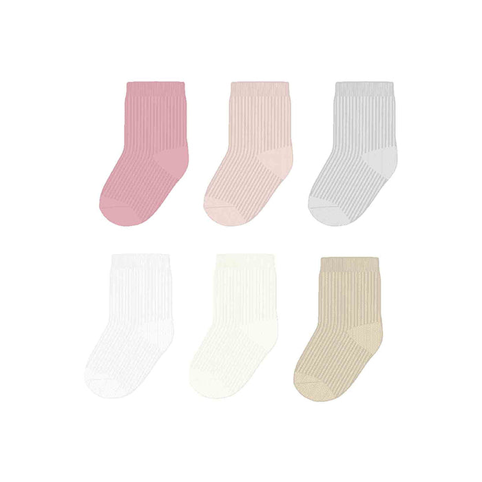 Set of 6 Infant Socks- Rose and Neutral