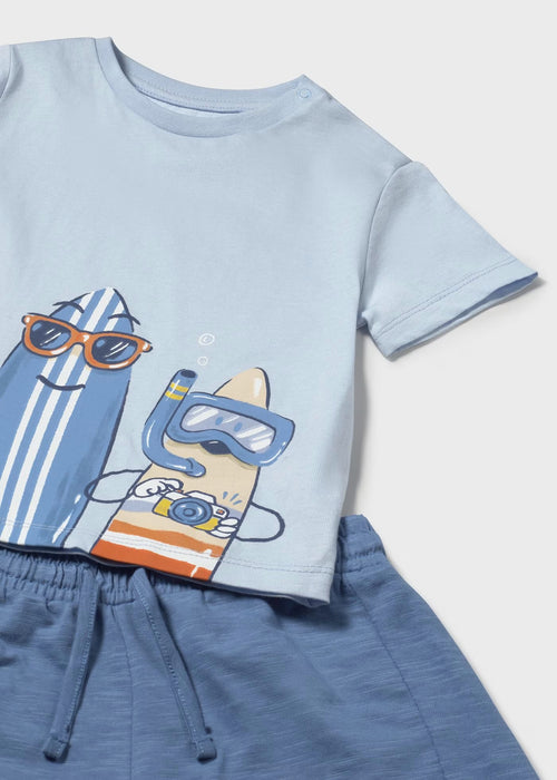 Mayoral Blue Surf Tee and Blue Shorts Set