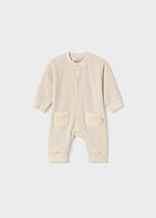 Beige Bear Romper - Long Sleeve