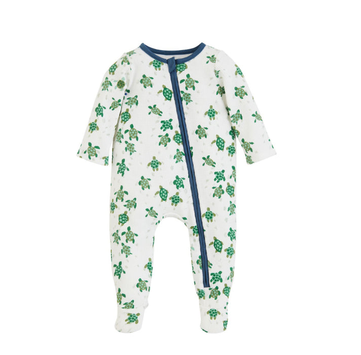 Turtle Tracks 1pc Waffleknit Footie Romper