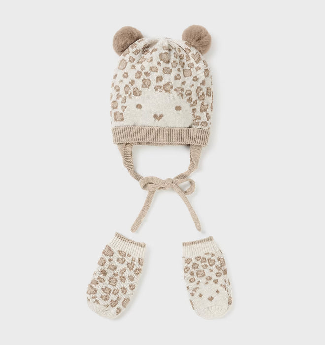 Animal Print Infants’ Hat & Mittens Set