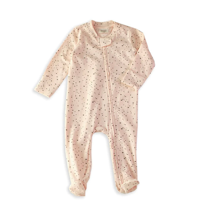 Viverano Organic Cotton Pebble Zippered Footie Romper in Blush