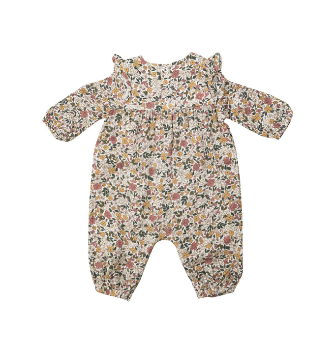 Angel Dear Natural Fall Floral Ruffle Sleeve Romper