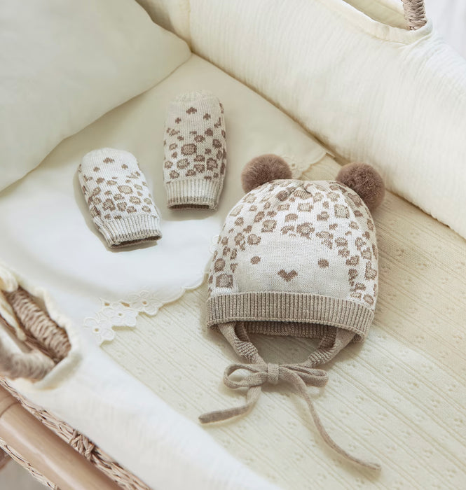 Animal Print Infants’ Hat & Mittens Set