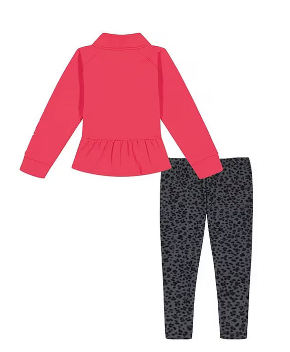 Under Armour Girls Solid Half-Zip Fleece Pullover & Animal-Printed Jersey Leggings Set