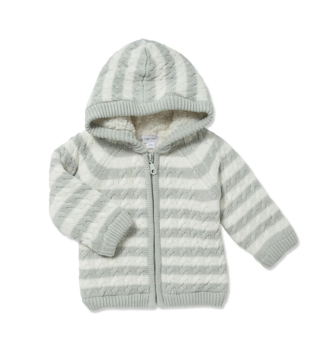 Angel Dear Infants’ Sherpa Zip Hoodie- Grey