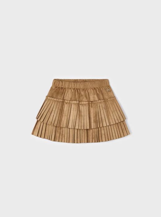 Girls’ Coco Brown Pleated Soft Faux Suede Skirt