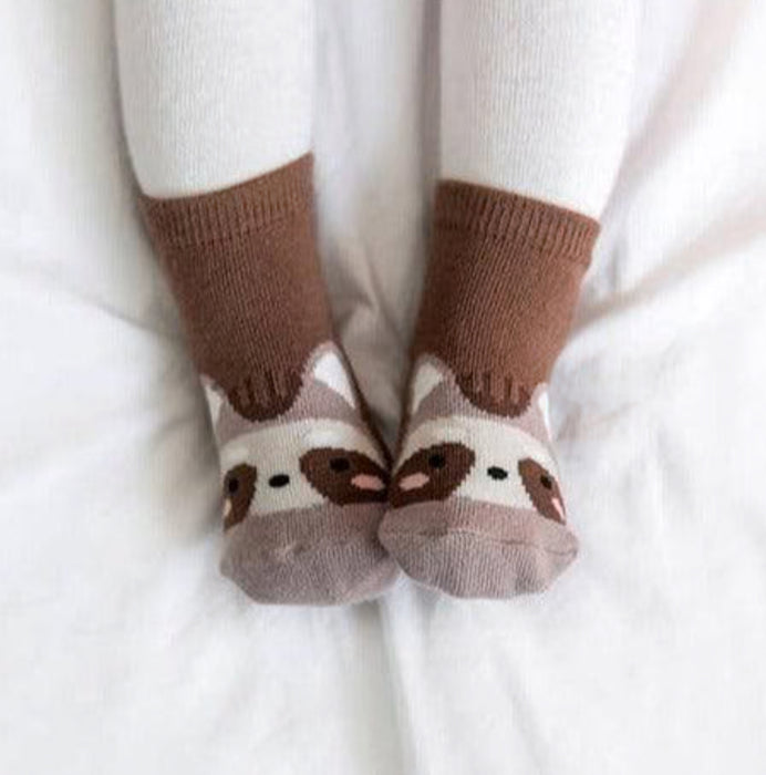 Zoo Socks Non Slip Grip- Raccoon