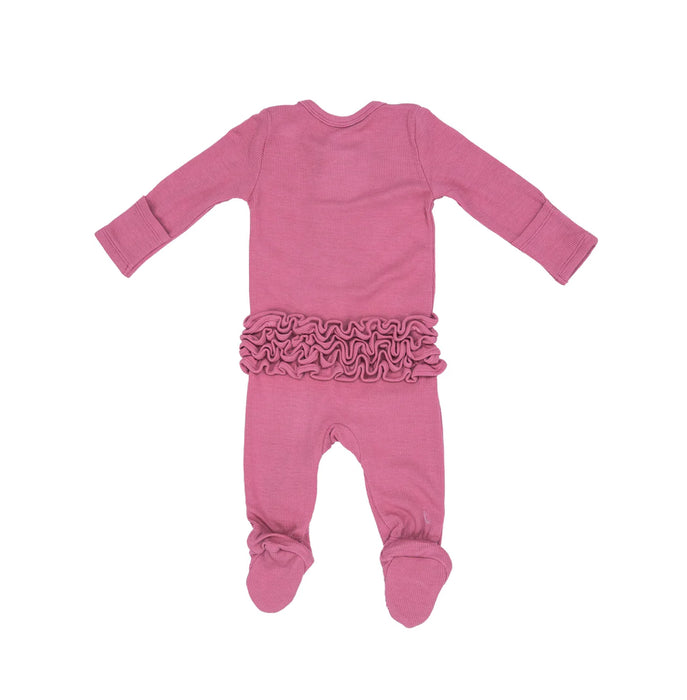 Angel Dear Rib Chateau Rose Ruffle 2-Way Zipper Footie