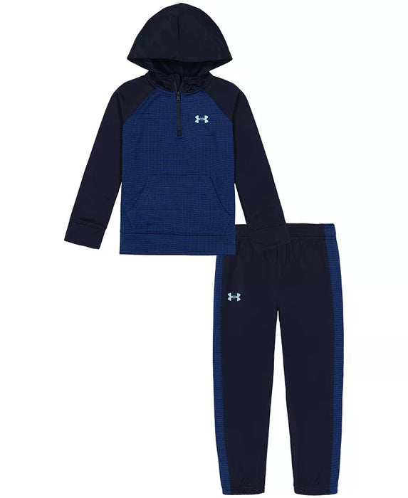 Under Armour Grid Fleece Quarter Zip Hoodie and Joggers Set in Midnight Navy