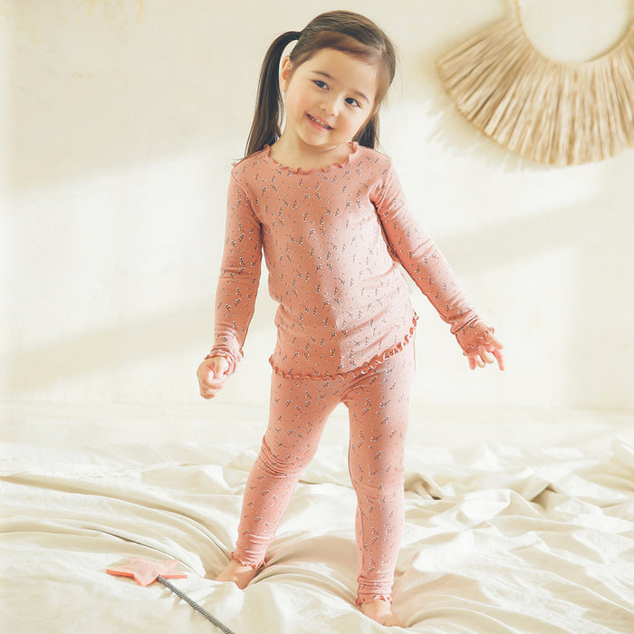 Rosie Wind-Flower Shirred Long Sleeve Pajamas