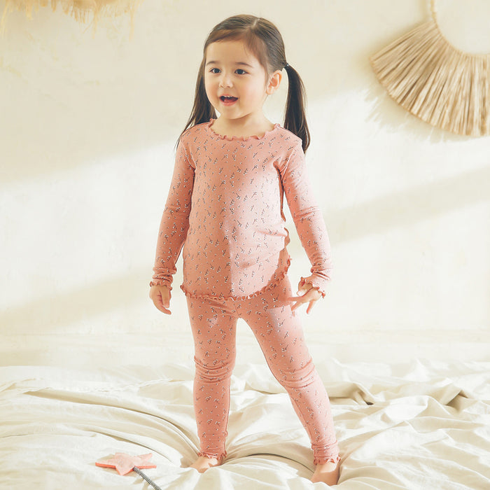 Rosie Wind-Flower Shirred Long Sleeve Pajamas