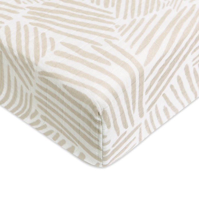 Babyletto 100% Organic Cotton Muslin Crib Sheet- Oat Stripe