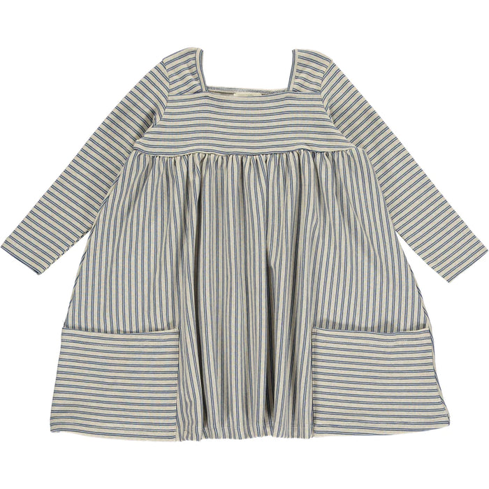 Riley Long Sleeve Dress in Oatmeal/ Navy Stripe