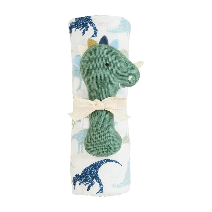 Dino Swaddle & Stick Rattle Set