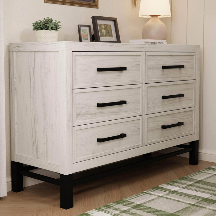 Monogram Newbern 6-Drawer Assembled Dresser- White Driftwood