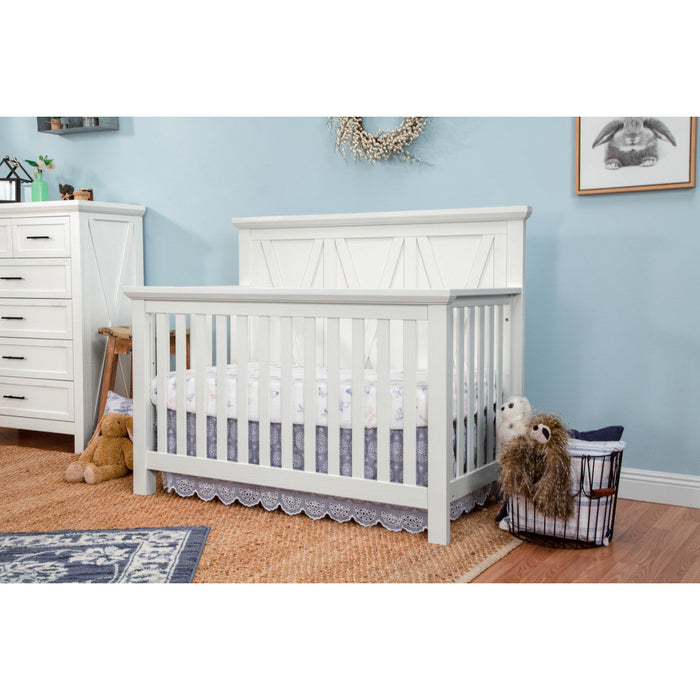 Monogram Emory Farmhouse 4-in-1 Convertible Crib- Linen White