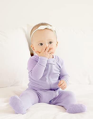 Lilac Long Sleeved Zippered Footie Romper