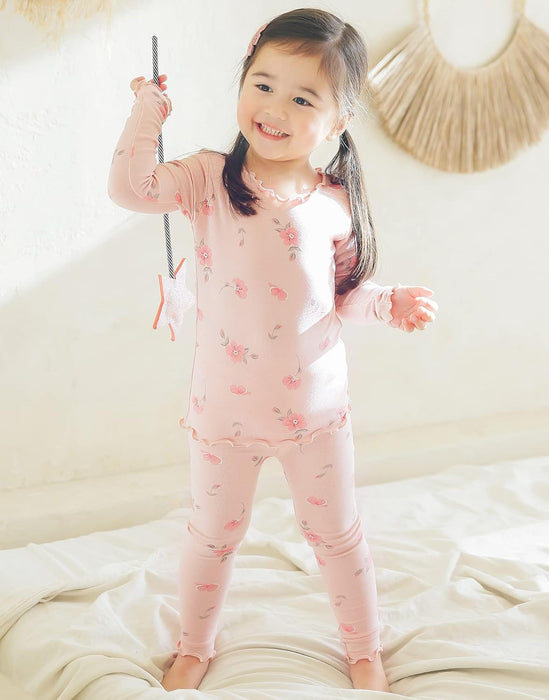 Romantic Rose Shirred Long Sleeve Pajamas