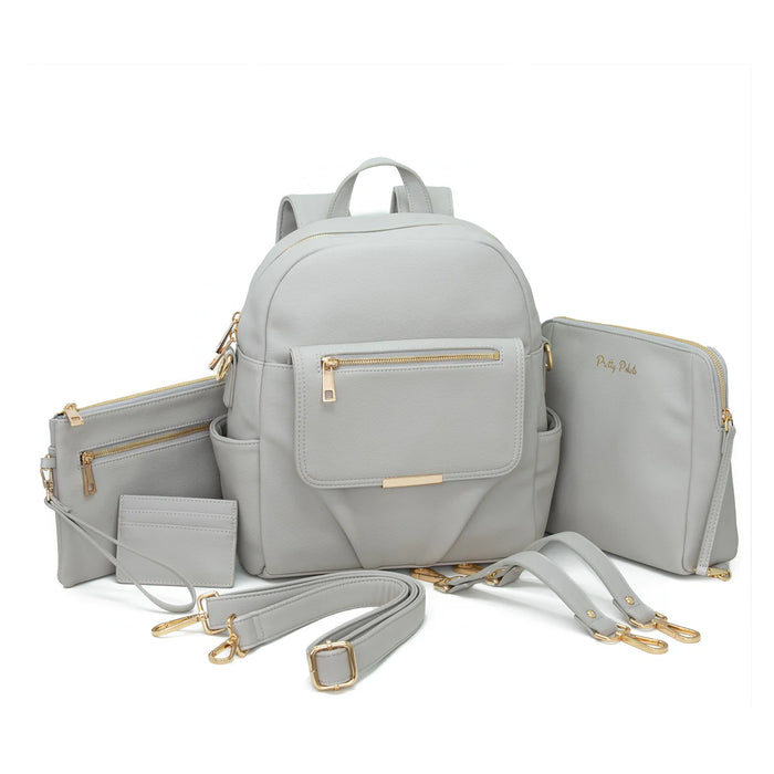 Pretty Pockets Small Diaper Bag Backpack Bundle - Gray