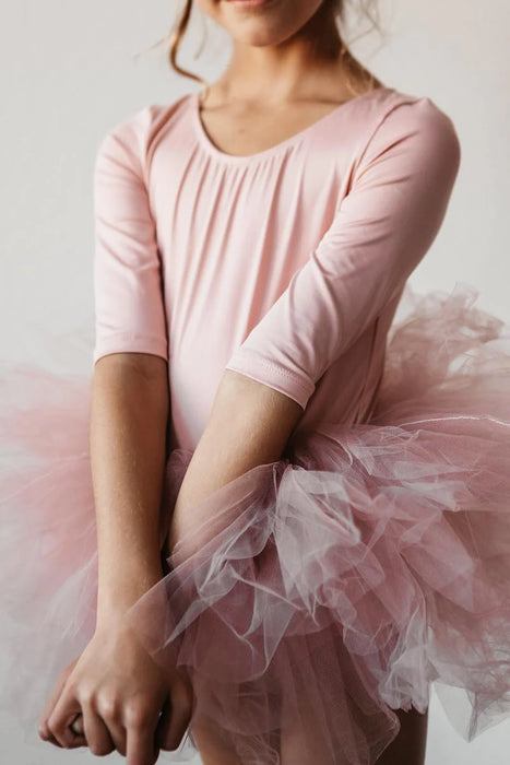 Mila & Rose Vintage Pink 3/4 Sleeve Tutu Leotard