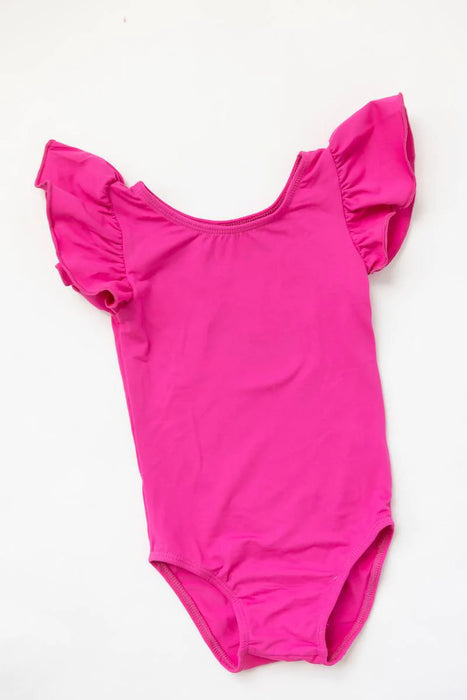 Mila & Rose Hot Pink Flutter Short Sleeved Leotard