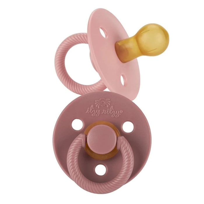 Itzy Soother Natural Rubber Paci Set- Blossom + Rosewood