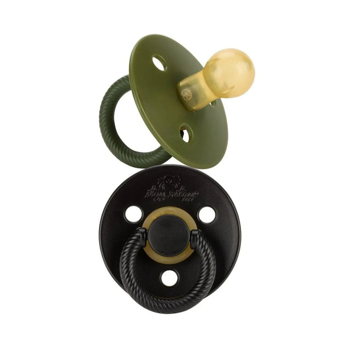 Itzy Soother Natural Rubber Paci Set- Camo + Midnight