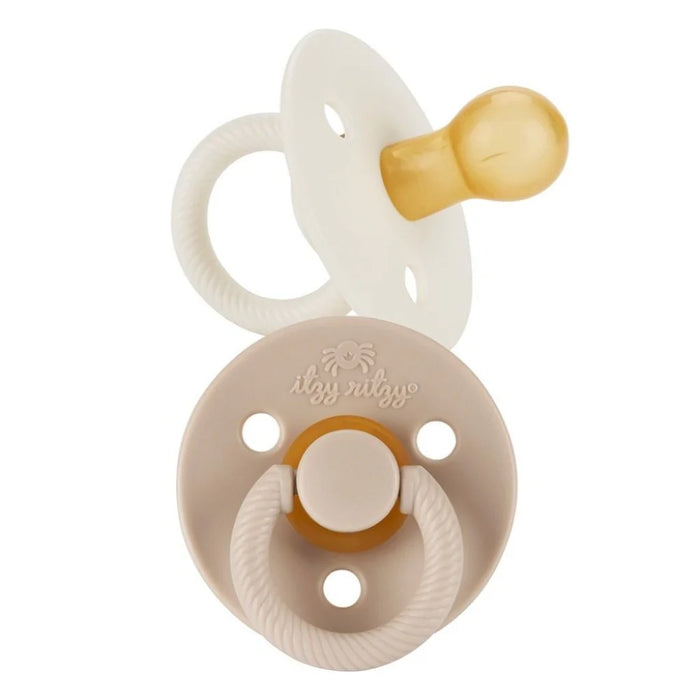 Itzy Soother Natural Rubber Paci Set- Coconut + Toast