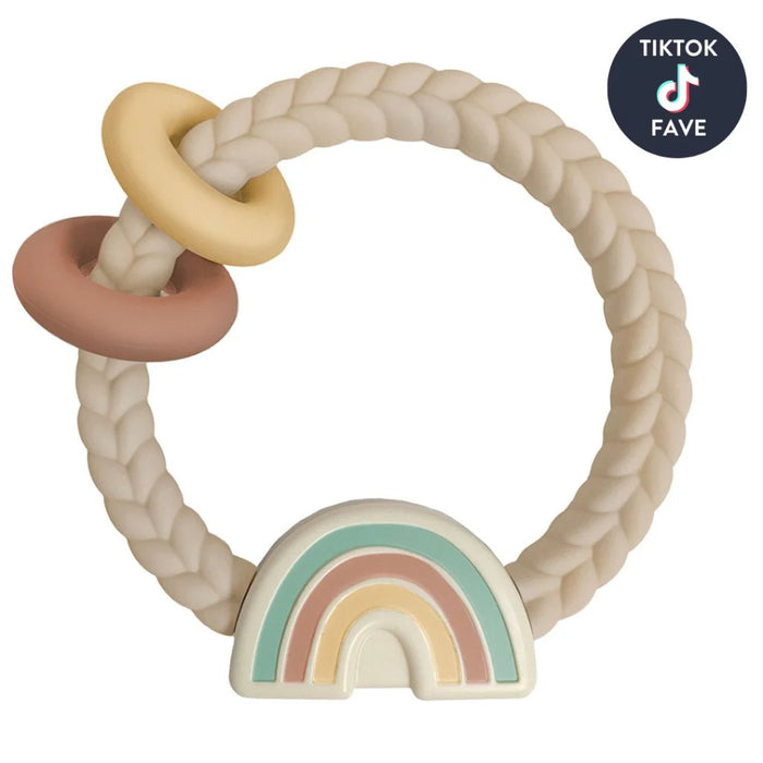 Itzy Ritzy Rattle Silicone Teether, Neutral Rainbow