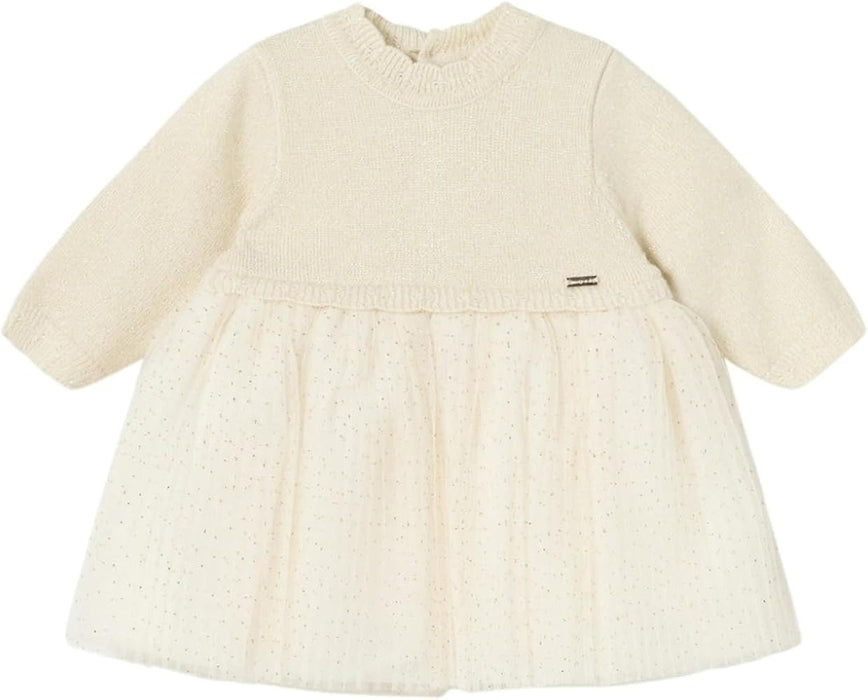 Baby Girls Champagne Knit & Tulle Dress