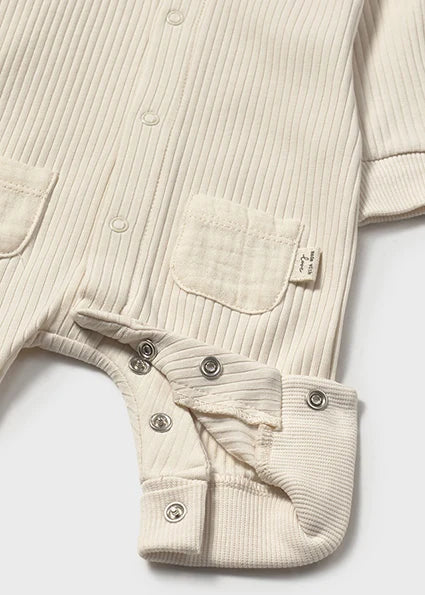 Beige Bear Romper - Long Sleeve