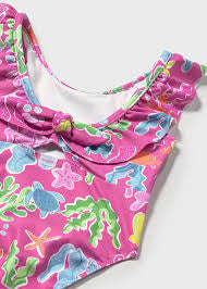 Mayoral Pink Sea Life Ruffled Bathing Suit