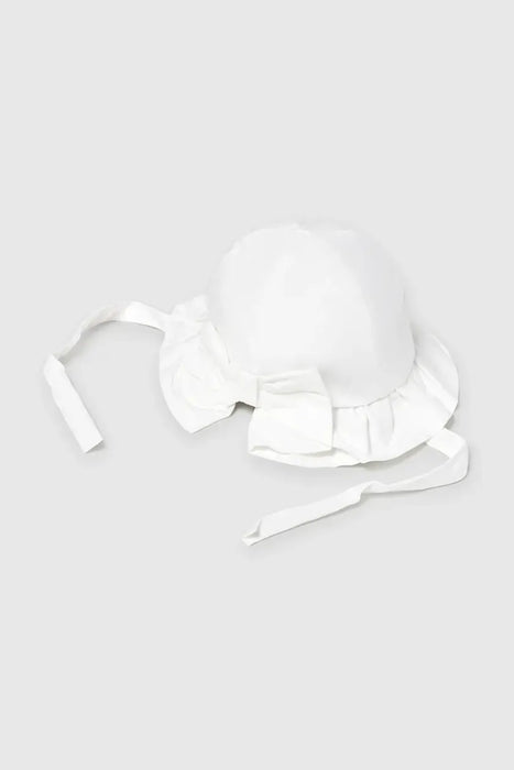 Mayoral Cotton-Twill Ruffled Sun-Hat with Chin Strap