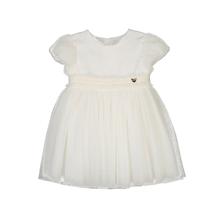 Mayoral Ivory Cream Pleated Tulle Dress